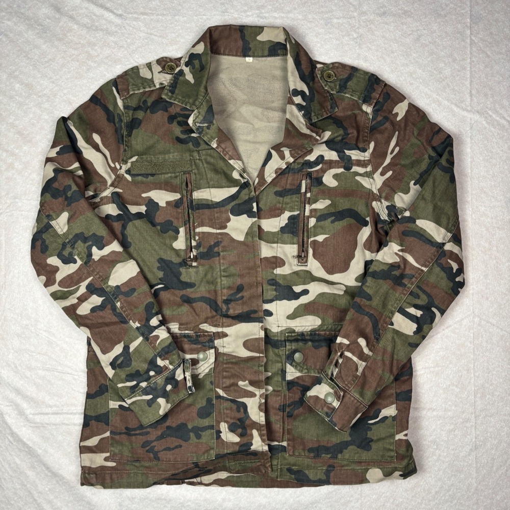Vintage Green Brown Camo Field Jacket – Size S